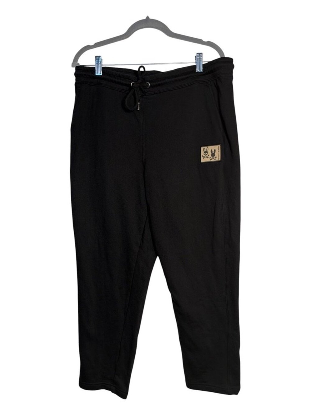 Psycho Bunny Mens Black Sweatpants Logo Patch Drawstring Lounge Pants Size L